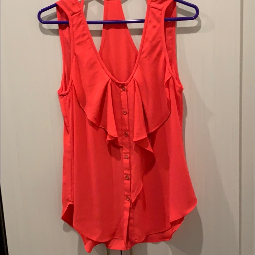 Yoana Baraschi medium coral ruffle racerback tank